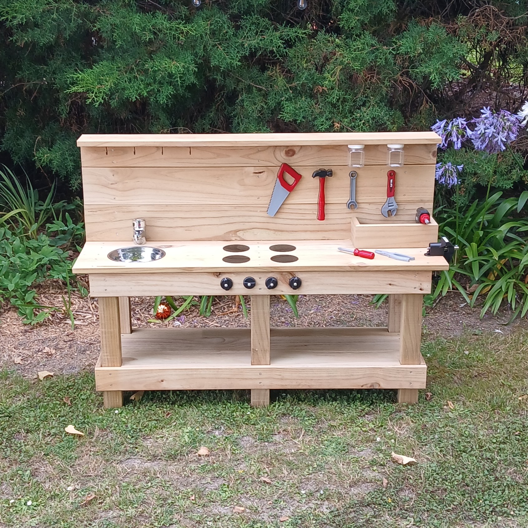 Mud Kitchen and Builder's Bench Combined - Hammer and Saw NZ